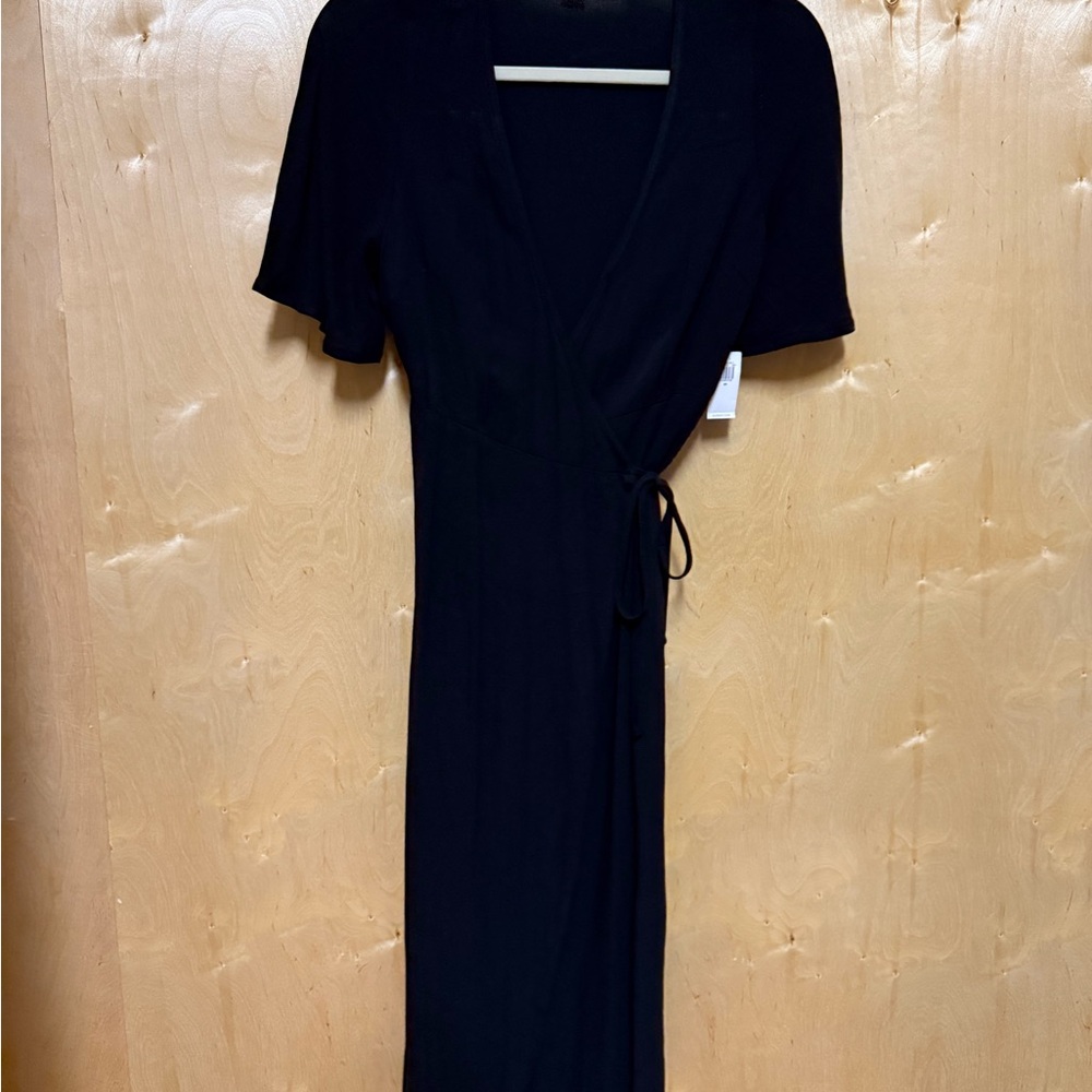 Old Navy Black Midi Wrap Dress